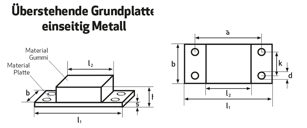 Gummimetall-Schiene kurz