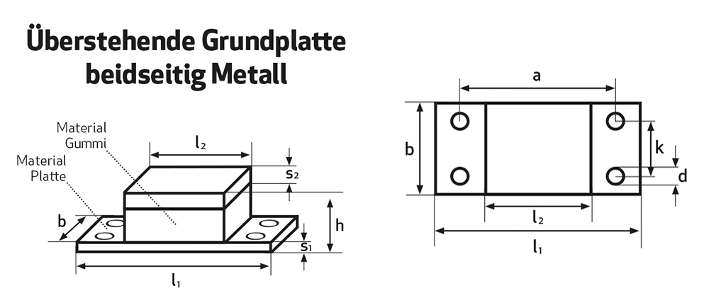 Gummimetall-Schiene kurz